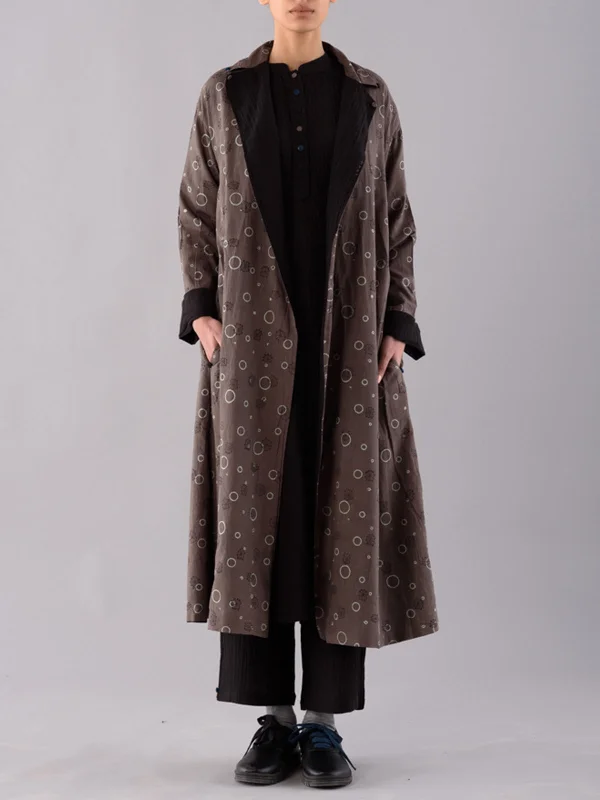 Reversible Temari Trench Coat Charcoal Elegant Camel Trench Coat