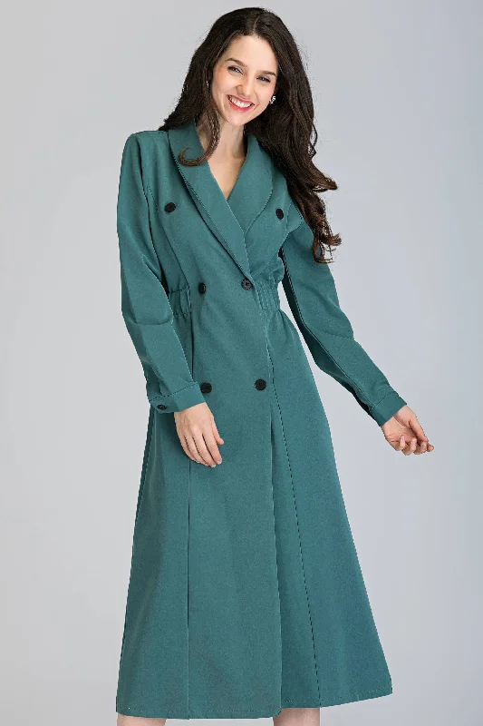 Sage Green Double Button Midi Blazer Women's Luxurious Suit