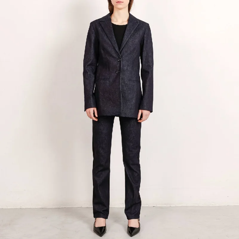 Grace Selvedge Denim Blazer Dark Grey Women's Patchwork Suit