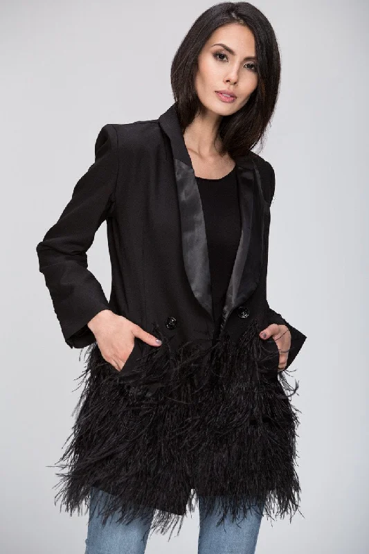 The Real Fouz - Feather Detail Fitted Blazer Women's Formal Blazer