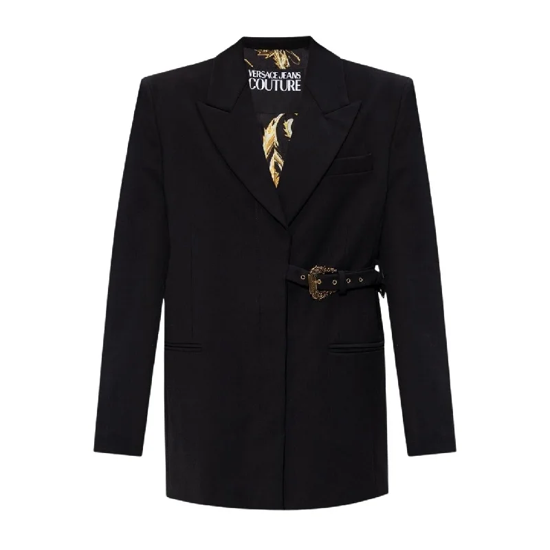Versace Jeans Couture Baroque Buckle Black Blazer Women's High-End Blazer