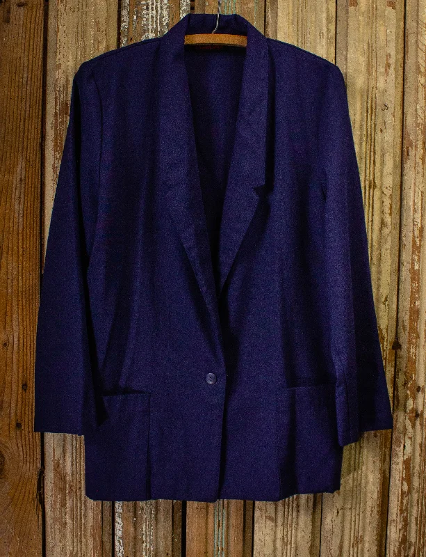 Vintage Casablanca Navy Blue Blazer 1980s L Women's Boutique Suit