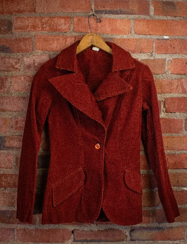 Vintage Corduroy Blazer 70s Rust Red XS Winter Women's Blazer