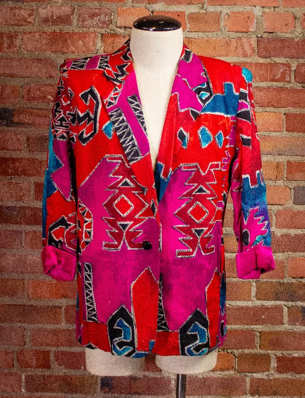 Vintage Giancarlo Ferrari Aztec Pattern Blazer 80s Large Women's Trendy Jacket