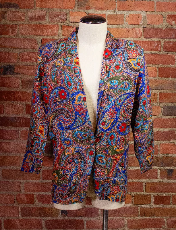Vintage Pasta Paisley Blazer 80s Large Women's Classic Blazer