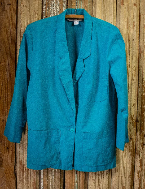Vintage Rafaella Aqua Blue Blazer 1980s L Women's Handmade Blazer