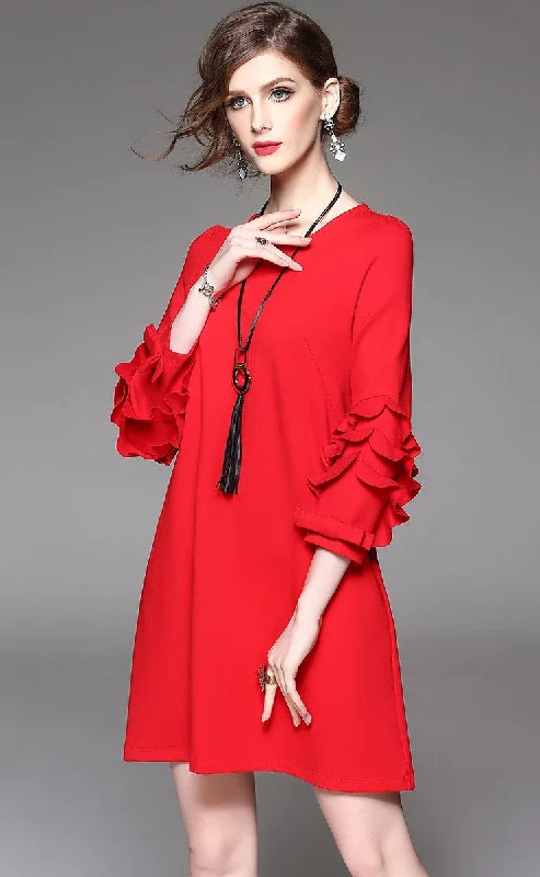 A-Line Dress W/ Necklace Floral Print girly