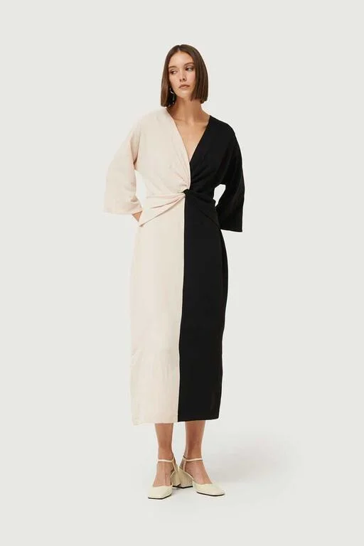 Color Block Long Dress - Black Casual Short Summer