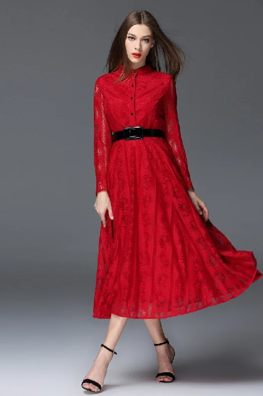 Button Front Lace Long Dress Tunics Bestseller popular