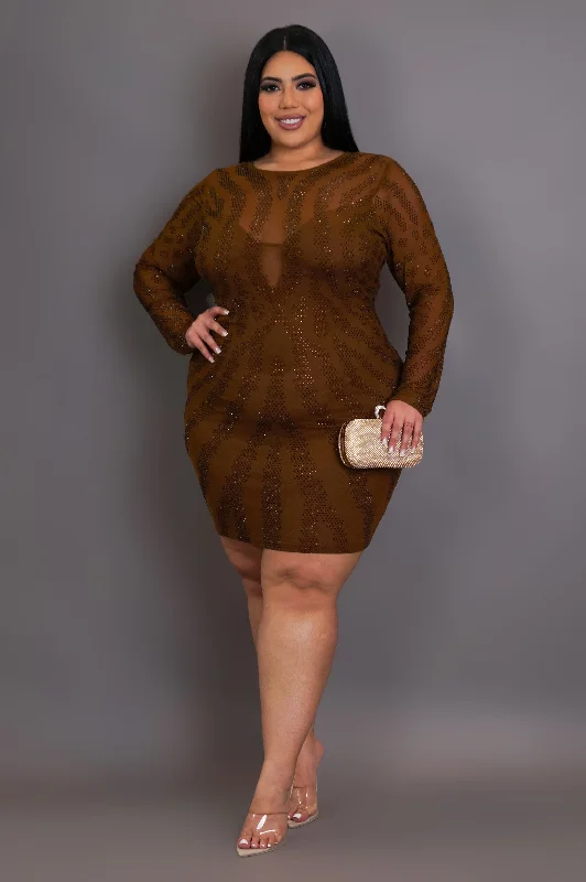 Sparkling Mini Dress - Brown Tunics Polka dots