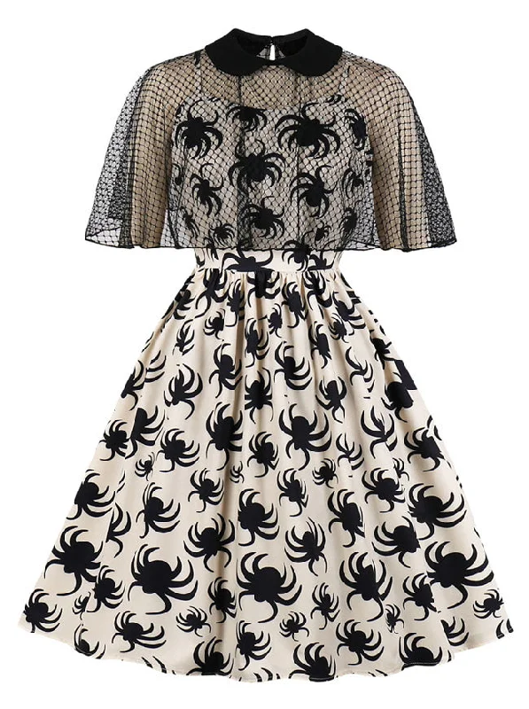 Spider Pattern Sheer Mesh Web Cape Spaghetti Straps Halloween Dress Tunics Versatile stylish Spider Pattern Sheer Mesh Web Cape Spaghetti Straps Halloween Dress Tunics Versatile stylish