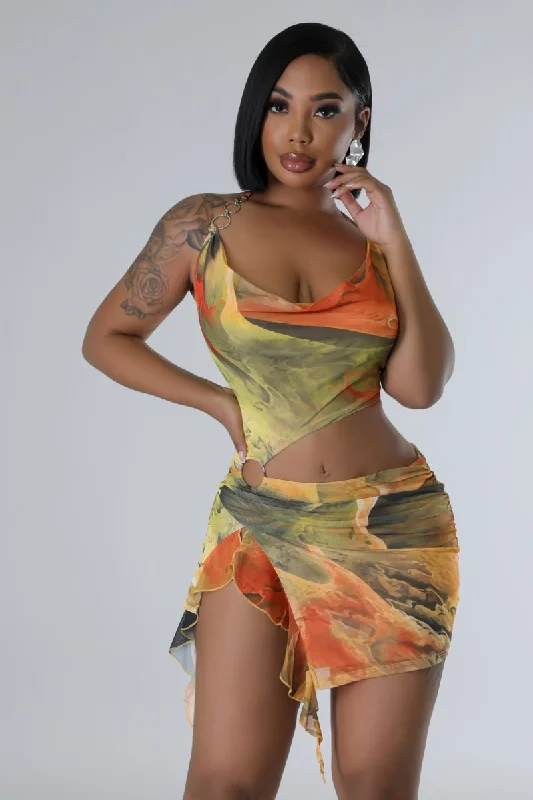 Sunset Escape Cutout Mini Dress Orange Tunics Chinos classic