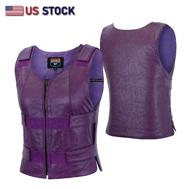 WOMEN PURPLE BULLET PROOF LEATHER VEST - PURPLE Shade # 53