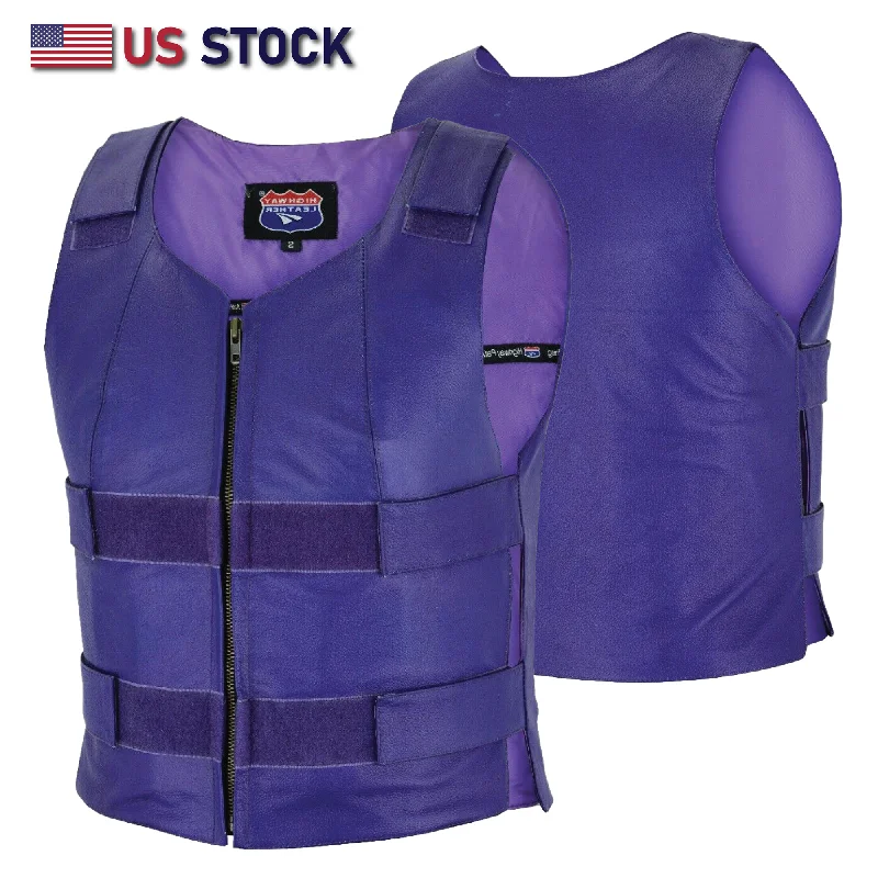 WOMEN PURPLE BULLET PROOF LEATHER VEST - PURPLE Shade # 56 (Passionate Purple)