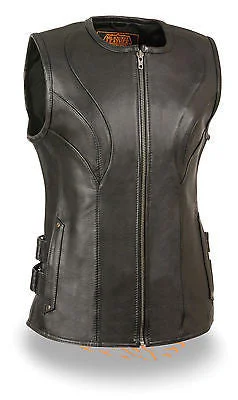 WOMENS MOTORCYCLE RIDERS BLK UPDATED SWAT TEAM STYLE LEATHER VEST BUTTERSOFT NEW