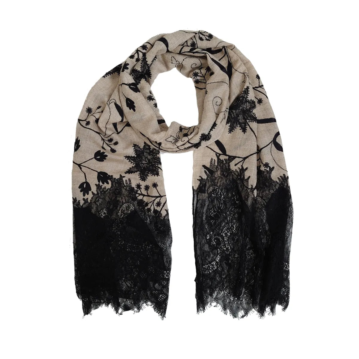 Stone-Black Beads And Lace
