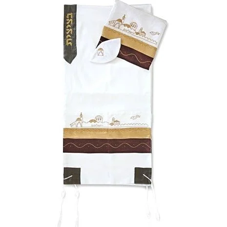 Jerusalem Embroidered Women's Designer Tallit / Prayer Shawl with Bag & Kippah Made in Israel By Li Comfortable Pashmina Shawl Jerusalem Embroidered Women's Designer Tallit / Prayer Shawl with Bag & Kippah Made in Israel By Li Comfortable Pashmina Shawl