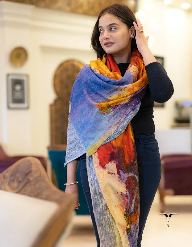 Multicoloured Digital Print Pashmina Shawl 5581 Warm Cashmere Shawl Wrap