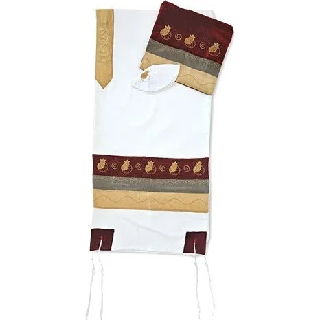 Pomegranates Embroidered Women's Designer Tallit / Prayer Shawl with Bag & Kippah Made in Israel By Cozy Fleece Shawl Scarf Pomegranates Embroidered Women's Designer Tallit / Prayer Shawl with Bag & Kippah Made in Israel By Cozy Fleece Shawl Scarf