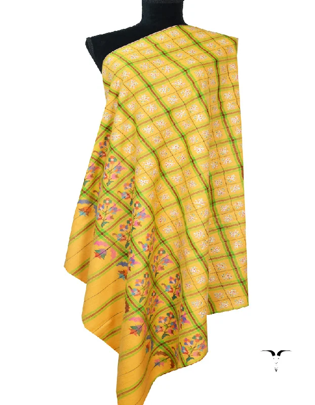 saffron kani pashmina shawl 8047 Lightweight Silk Shawl