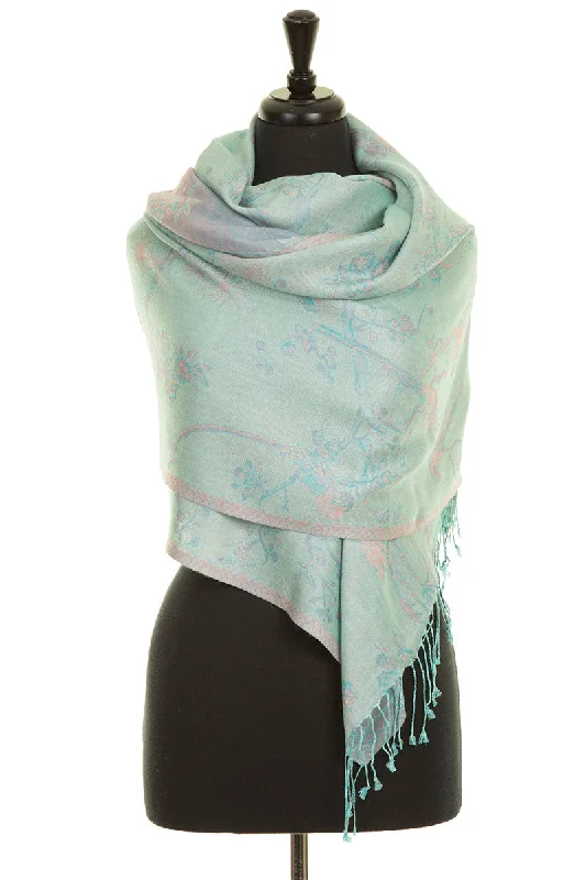 Shawl in Eau De Nil Trendy Oversized Shawl Cape