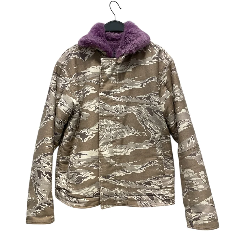 UNDERCOVER/Trench Coat/S/Camouflage/Cotton/MLT/FUR HOOD Buttoned Zippered Snapped