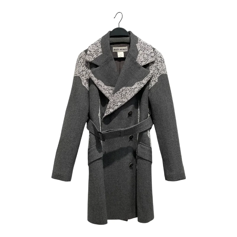 ISSEY MIYAKE/Trench Coat/3/Cotton/GRY/FW05 Trench Coat Buttoned Toggled Snapped