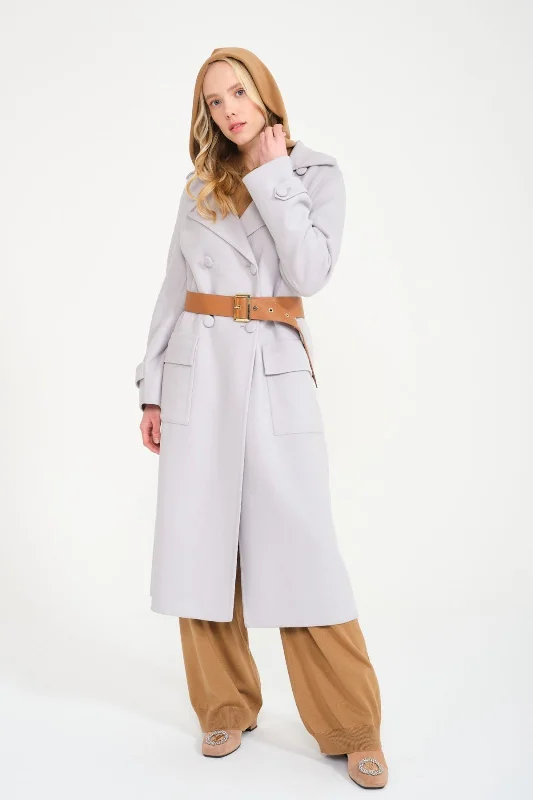 Grey Long Wool Coat Parka Down Jacket Wool Coat