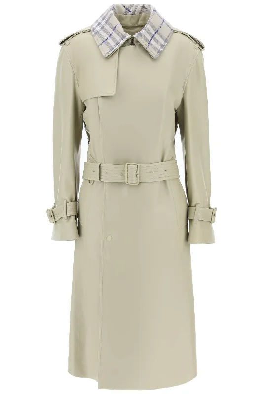 Long Leather Trench Coat Down Puffer Quilted