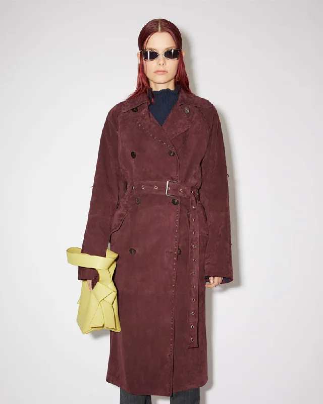 Maroon Suede Leather Long Duster Trench Coat Houndstooth Coat Plaid Coat Tartan Coat Maroon Suede Leather Long Duster Trench Coat Houndstooth Coat Plaid Coat Tartan Coat