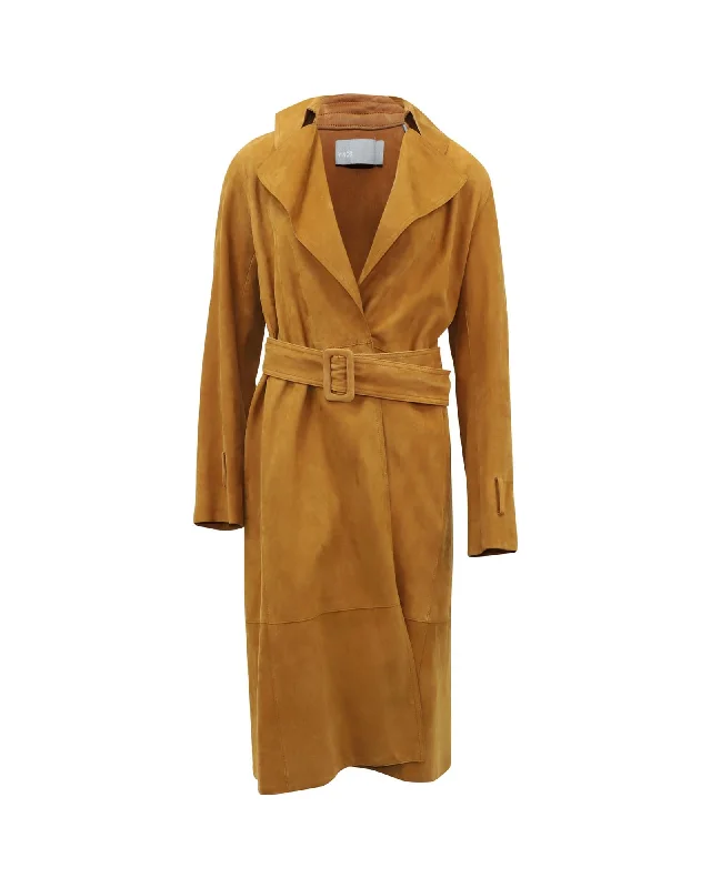 Soft Brown Lamb Leather Trench Coat with Classic Details by Vince Kimono Robe Cloak