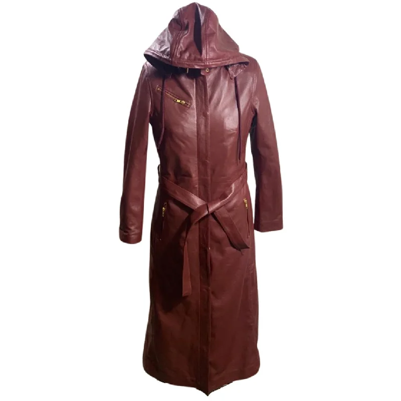 Nora's Trendy Women's long hooded overcoat Parka Anorak Hoodie