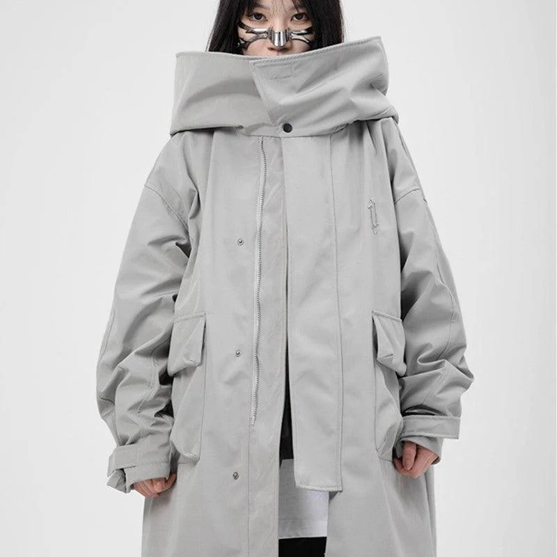 Tooling With Hooded Fake Two Trench Coats Loose For Men And Women Anorak Windbreaker Fleece Tooling With Hooded Fake Two Trench Coats Loose For Men And Women Anorak Windbreaker Fleece