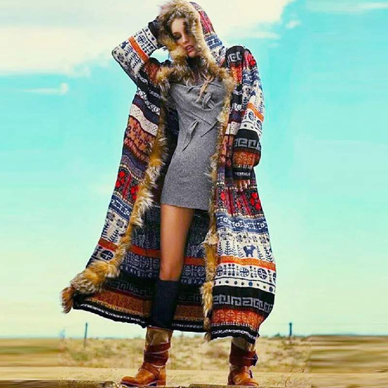Women's long trench coat Turtleneck Wrap Cape