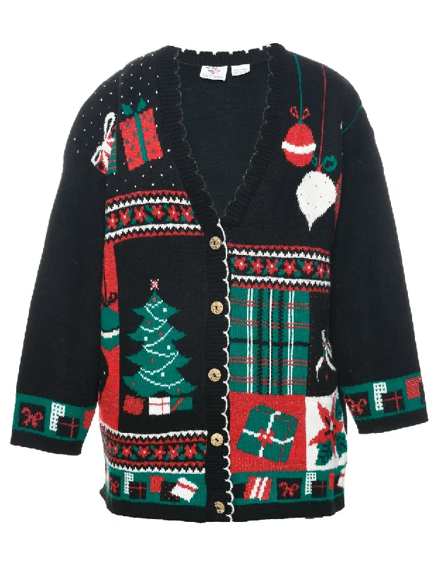 Black Christmas Cardigan - S