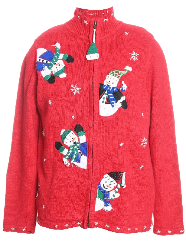 Snowman Christmas Cardigan - L