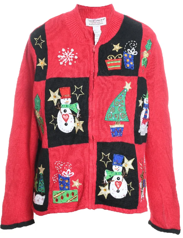 Snowman Christmas Cardigan - L