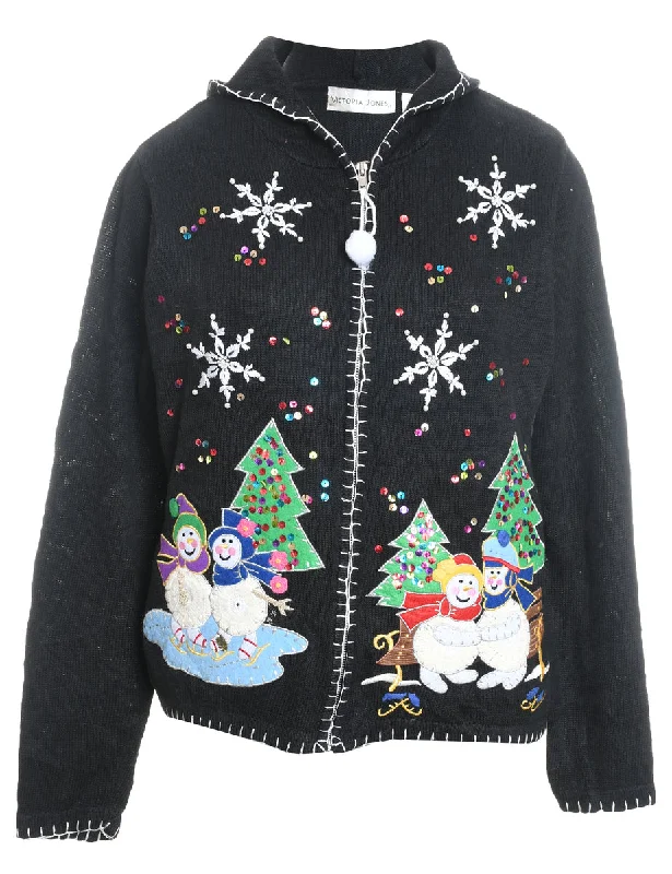 Snowman Christmas Cardigan - M