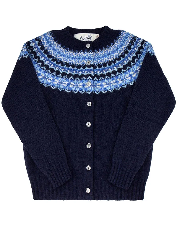 1940s Style Pure Wool Fairisle Cardigan in Navy Blue Fleece Cardigan Nylon Polyester 1940s Style Pure Wool Fairisle Cardigan in Navy Blue Fleece Cardigan Nylon Polyester