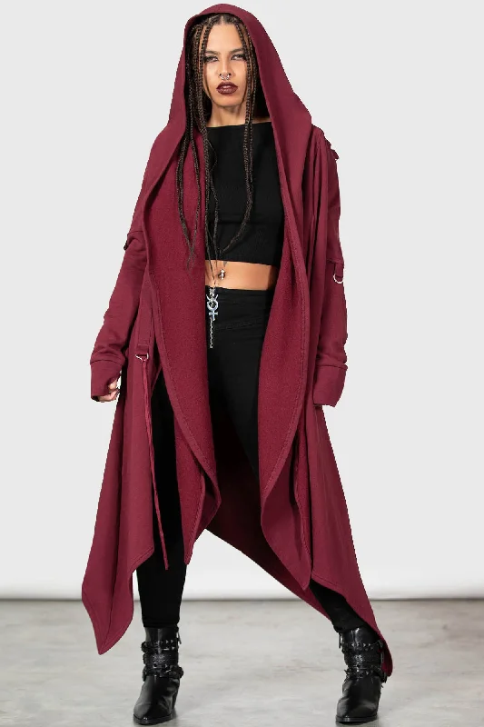 Assassins Hooded Cardigan [RED] Hooded Cardigan Collared Cardigan Shawl Collar