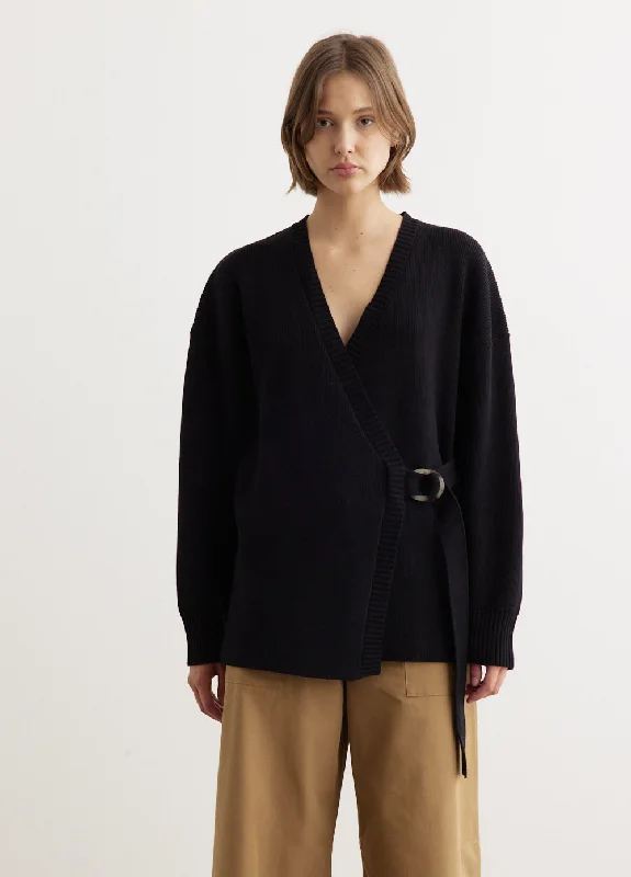 Bridget Cardigan Denim Fabric Leather Fabric Suede Fabric
