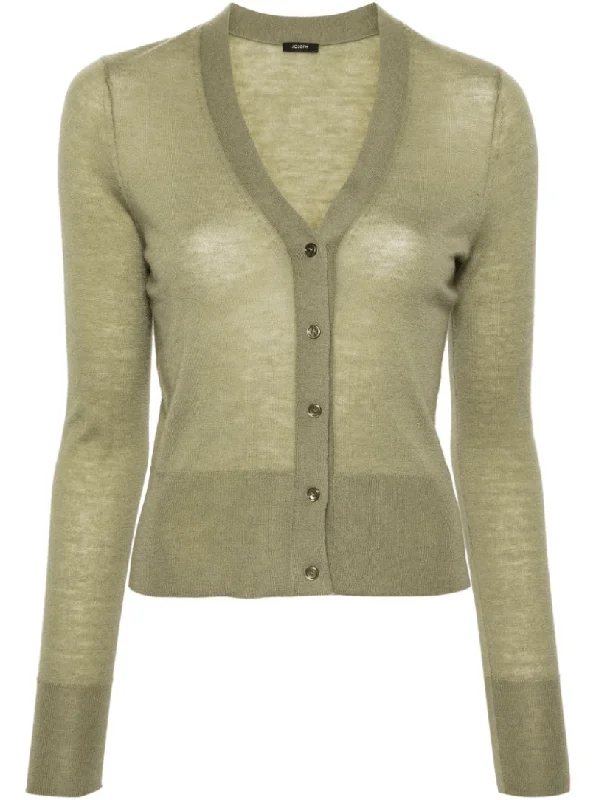 Cashair fine-knit cardigan in green Thin Thick Dense