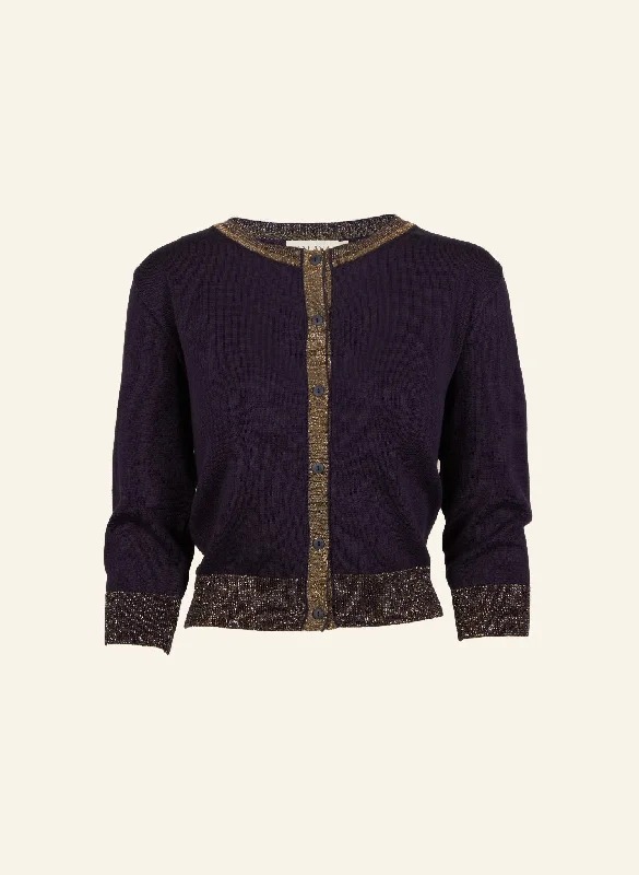 Vera Cardigan - Navy Sparkly Button Cardigan Zip Cardigan Pullover Cardigan