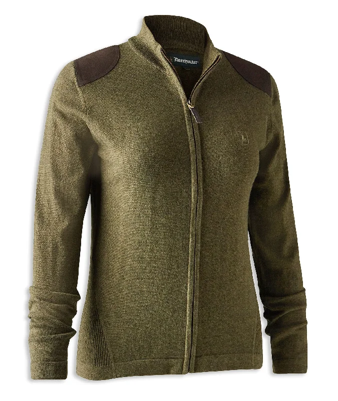 Deerhunter Lady Darlington Full Zip Cardigan Houndstooth Herringbone Solid