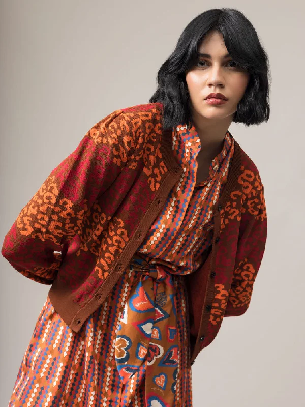 Emily Lovelock Sherry Cardigan Sepia Fitted Loose Oversized