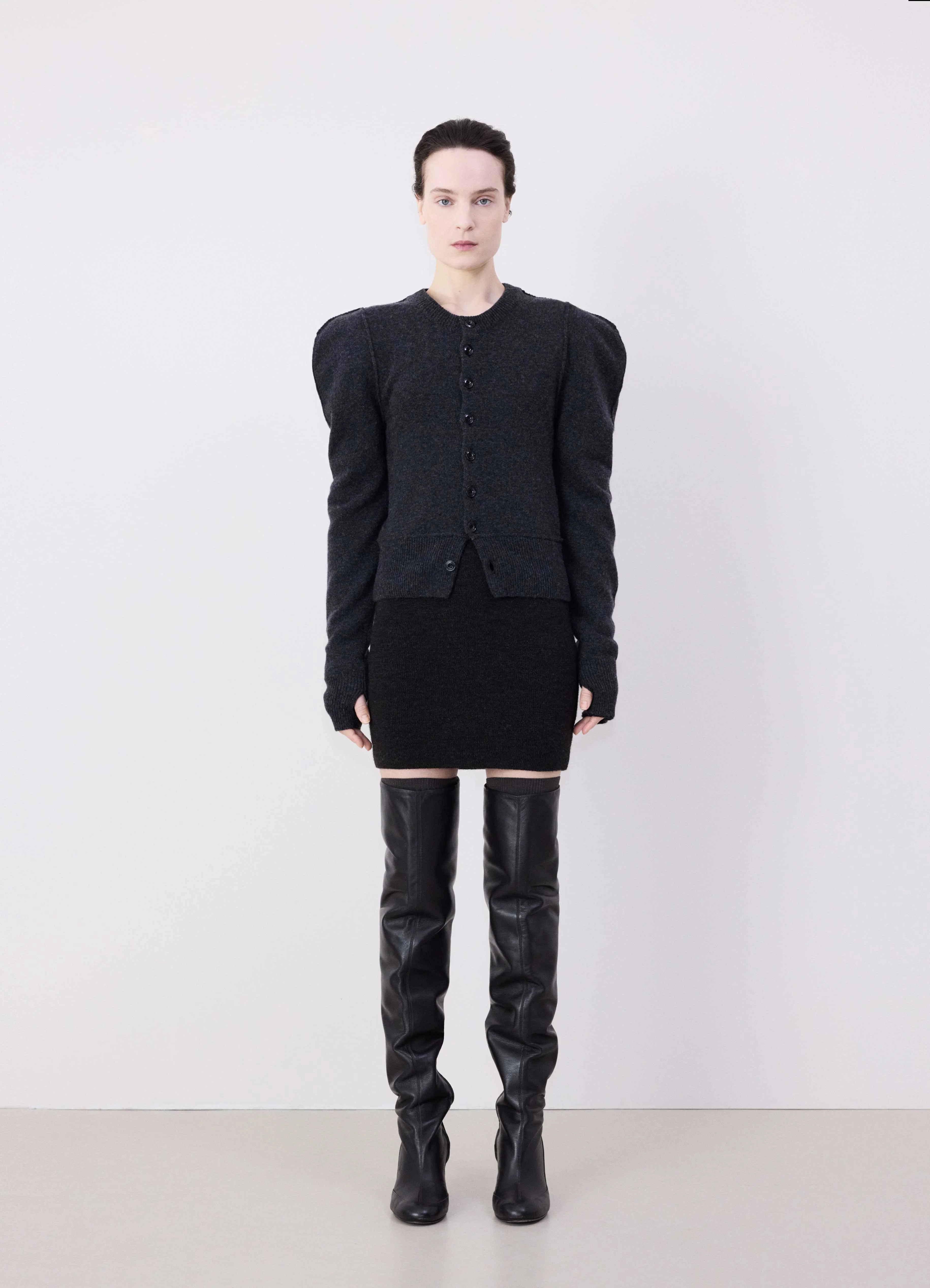 FITTED CARDIGAN Silk Blend Satin Velvet
