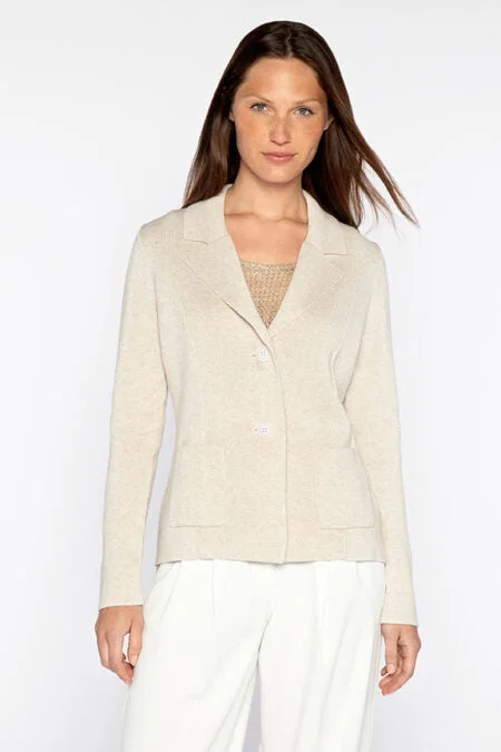 Kinross Cashmere Fitted Notch Collar Cardigan Chenille Blend Fleece Blend Nylon Blend