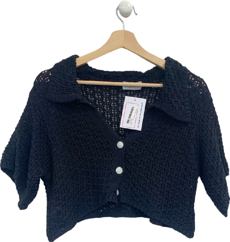 Jewel Boutique Black Knitted Cardigan UK S Modern Contemporary chic
