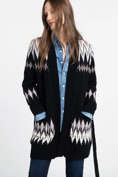 Kinross Cashmere Alpine Belted Cardigan Slim Fit Regular Fit Oversized