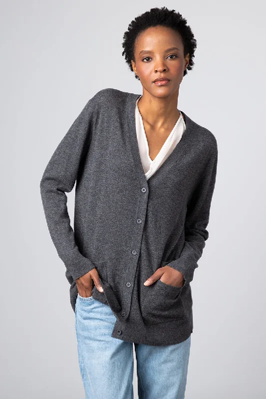 Kinross Cashmere Boyfriend Cardigan Chenille Brocade Lace
